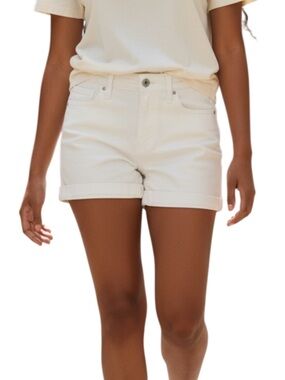 Wax Jean Cream Rolled-Hem Mid-Rise Shorts